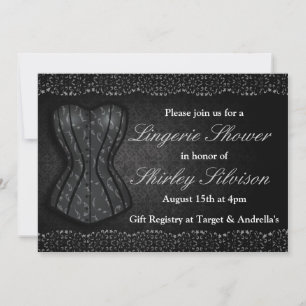 Convites Chá de panela da Lingerie do Corset Preto