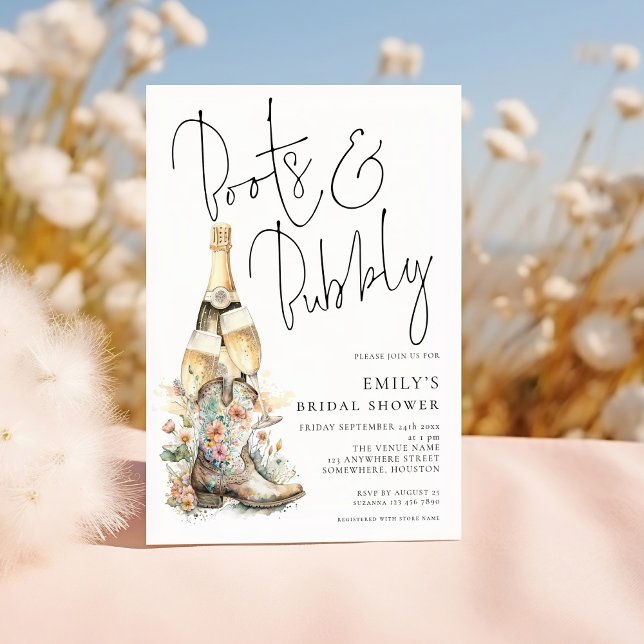 Convites Chá de panela da Modern Boots Bubble Cowgirl (Criador carregado)