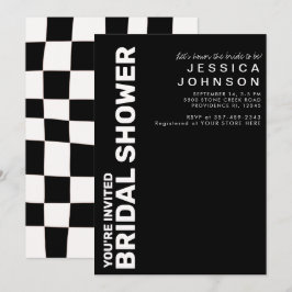 Convites Chá de panela da placa de xadrez preto-e-branco