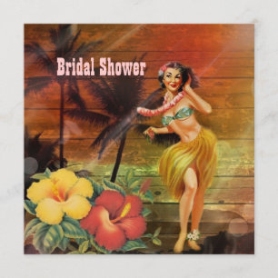 Convites chá de panela da praia de Havaí da menina de hul