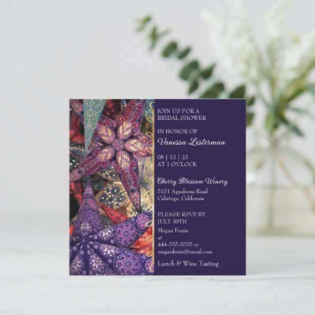 Convites Chá de panela das estrelas modernas (Em pé/Frente)