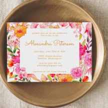 Chá de panela das Flores de Aquarelas Rosa e Laran