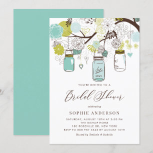 Convites Chá de panela das Flores de primavera de Mason Jar