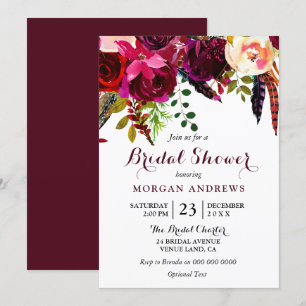 Convites Chá de panela das Flores do Burgundy Boho