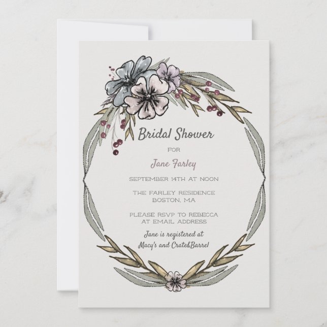 Convites Chá de panela das flores do inverno (Frente)