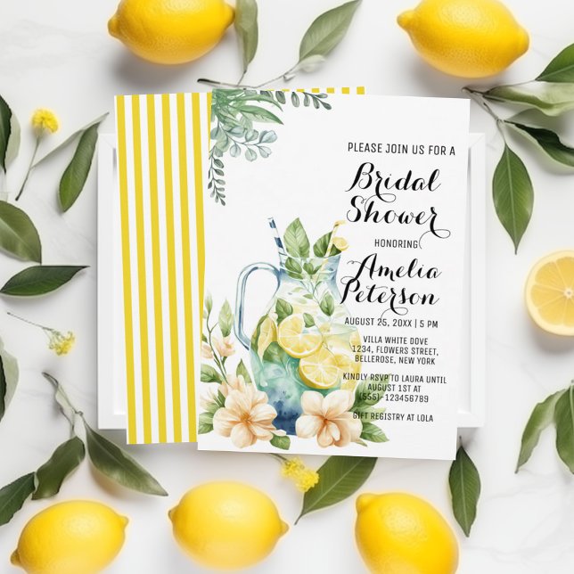 Convites Chá de panela das folhas verdes da Lemonade Summer (Criador carregado)