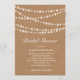 Convites Chá de panela das Luzes Brilhantes no Burlap
