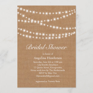 Convites Chá de panela das luzes brilhantes no burlap