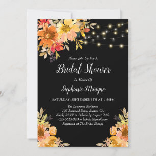 Convites Chá de panela das Luzes da Cadeia Floral de Cores