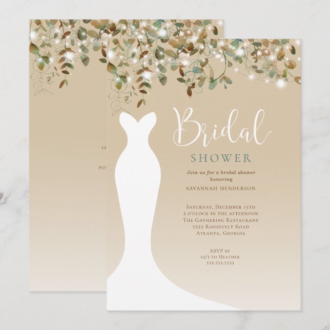 Convites Chá de panela das Luzes das Cordas de Água (Frente/Verso)