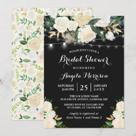 Convites Chá de panela das Luzes de Cordas Florais da Ivory