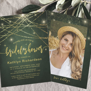 Convites Chá de panela das Luzes Douradas de Cordas Elegant