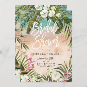 Convites chá de panela das palmas da selva do watercolour