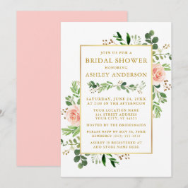 Convites Chá de panela das Rosas Rosa Cinza de Aquarela Dou