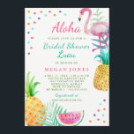 Convites Chá de panela de abacaxi Tropical Flamingo Luau<br><div class="desc">Coleção de Chás de panela Tropicais na Loja Little Bayleigh!</div>