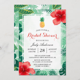 Convites Chá de panela de abacaxi tropical havaiano de Hibi