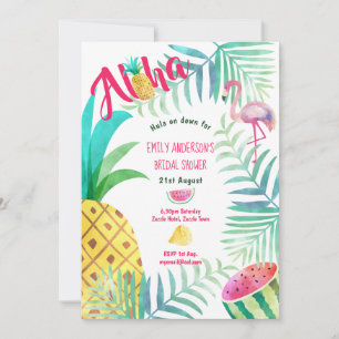 Convites Chá de panela de abacaxi tropical Invoca Flamingo