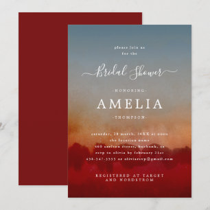 Convites Chá de panela de Abstrato azul e vermelho minimal