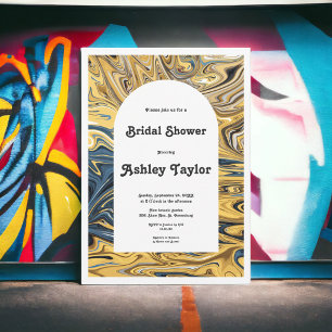 Convites Chá de panela de Abstrato Dourado derretido a pret