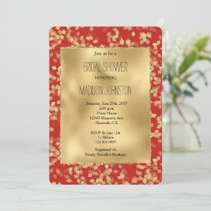 Convites Chá de panela de Abstrato Glam Confetti Dourado ve