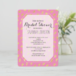 Convites Chá de panela de Abstrato Rosa Dourado