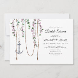 Convites Chá de panela de Âncora Náutica Floral Romântica