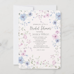 Convites Chá de panela de Anêmona Floral de Cubo de Aquarel