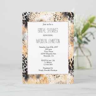 Convites Chá de panela de animais-leopardo-de-creme negro s