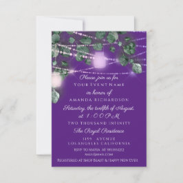 Convites Chá de panela de Aniversário Azul Púrpura