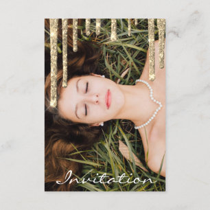 Convites Chá de panela de Aniversário da Cinza Glitter Do