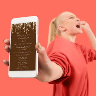 Convites Chá de panela de Aniversário Dourado de Bronze R