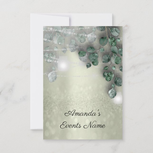 Convites Chá de panela de aniversário Light Jar Rustic Gree (Verso)