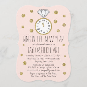 Convites Chá de panela de Ano Novo do Anel Diamante Sparkl