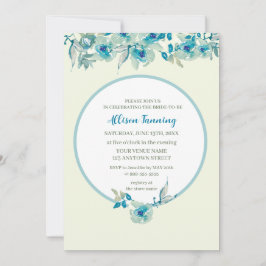 Convites Chá de panela de Aquarela Azul-Dusty Rosa