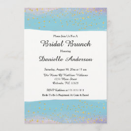 Convites Chá de panela de Aquarela Azul e Dourado