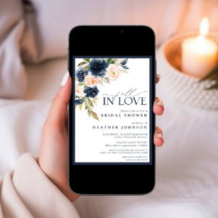 Convites Chá de panela de Aquarela Azul Floral