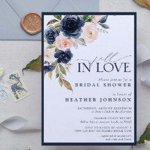 Convites Chá de panela de Aquarela Azul Floral