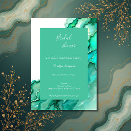 Convites chá de panela de Aquarela Chic Emerald Teal Marble