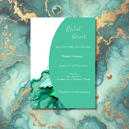 Convites chá de panela de Aquarela Chic Emerald Teal Marble