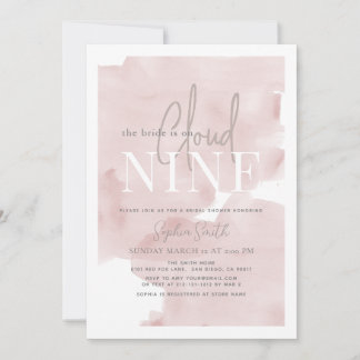 Convites Chá de panela de Aquarela da Nuvem 9 Rosa Sky