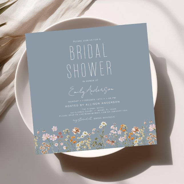 Convites Chá de panela de Aquarela das Flores de Jardim Ele (Criador carregado)