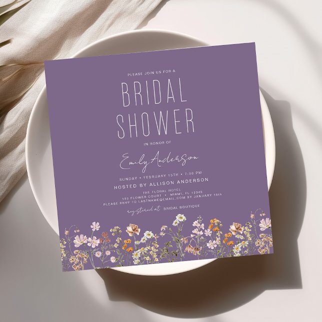 Convites Chá de panela de Aquarela das Flores de Jardim Ele (Criador carregado)