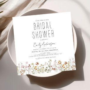 Convites Chá de panela de Aquarela das Flores de Jardim Ele