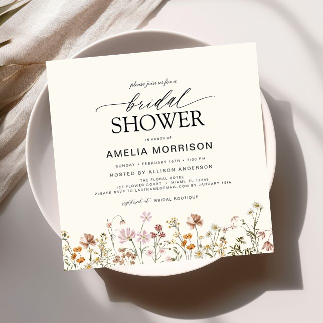 Convites Chá de panela de Aquarela das Flores de Jardim Ele (Criador carregado)