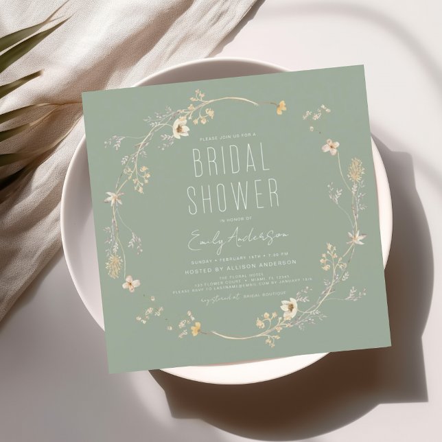 Convites Chá de panela de Aquarela das Flores de Jardim Ele (Criador carregado)