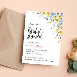 Convites Chá de panela de Aquarela das Flores de Jardim Ele