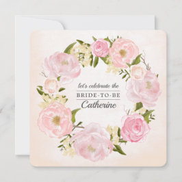 Convites Chá de panela de Aquarela de Peões Rosa-Esbranquiç