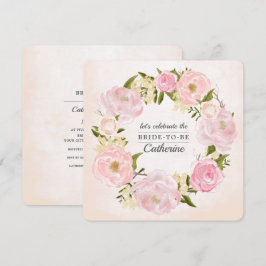 Convites Chá de panela de Aquarela de Peões Rosa-Esbranquiç