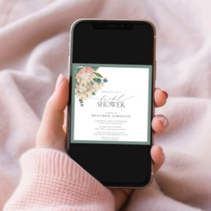 Convites Chá de panela de Aquarela de Protea Elegante