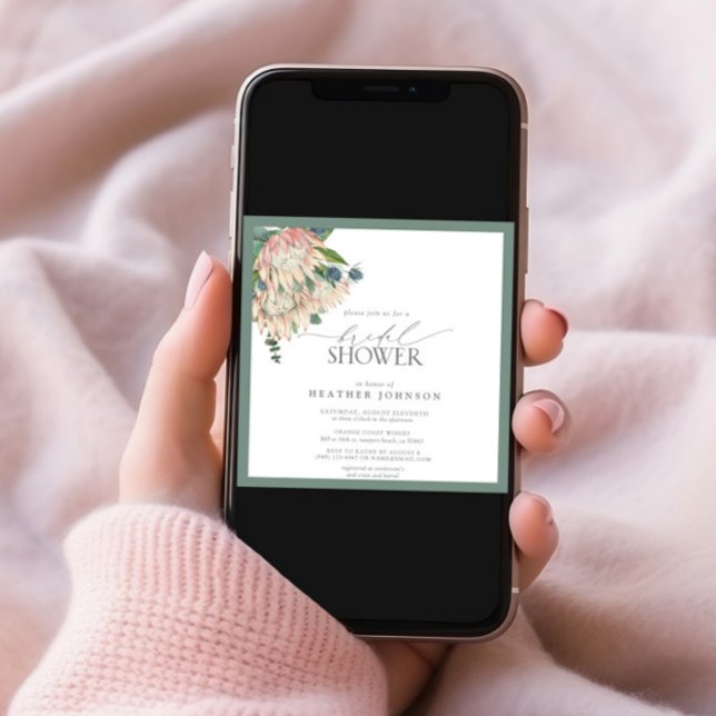 Convites Chá de panela de Aquarela de Protea Elegante (Criador carregado)